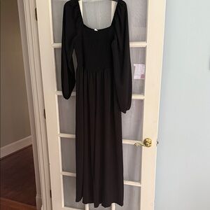 Elegant Black Long Sleeve Wide Leg Jumpsuit